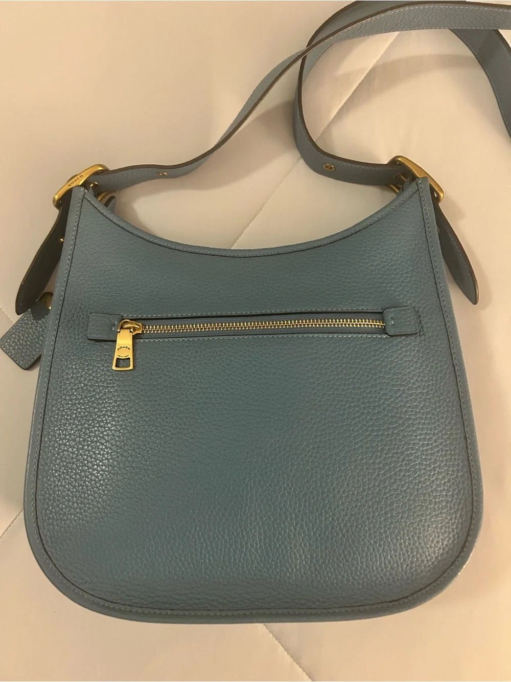 EUC Coach 1941 Emery pebbled leather crossbody messenger bag in pacific blue